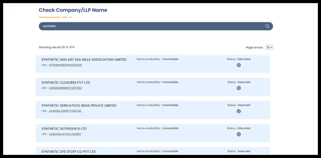Enter the name to company name search.